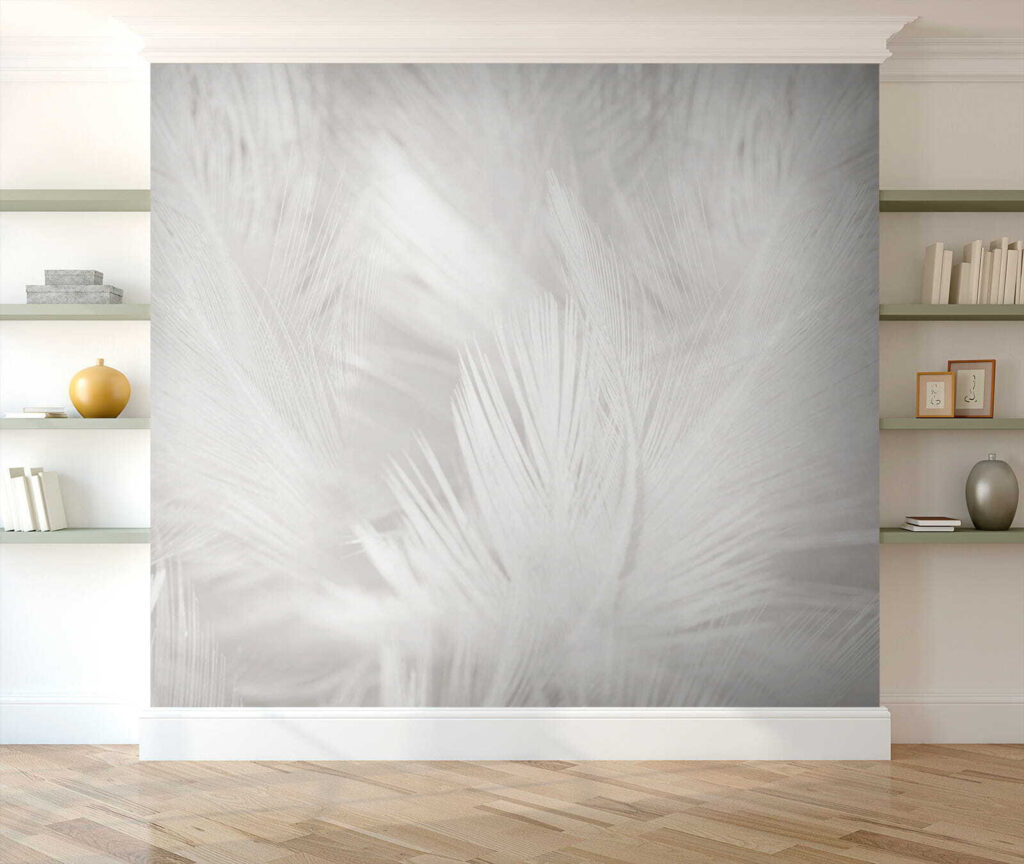 Witte veren op een wit oppervlak — interieur 8