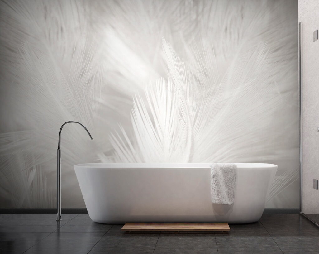 Witte veren op een wit oppervlak — interieur 9