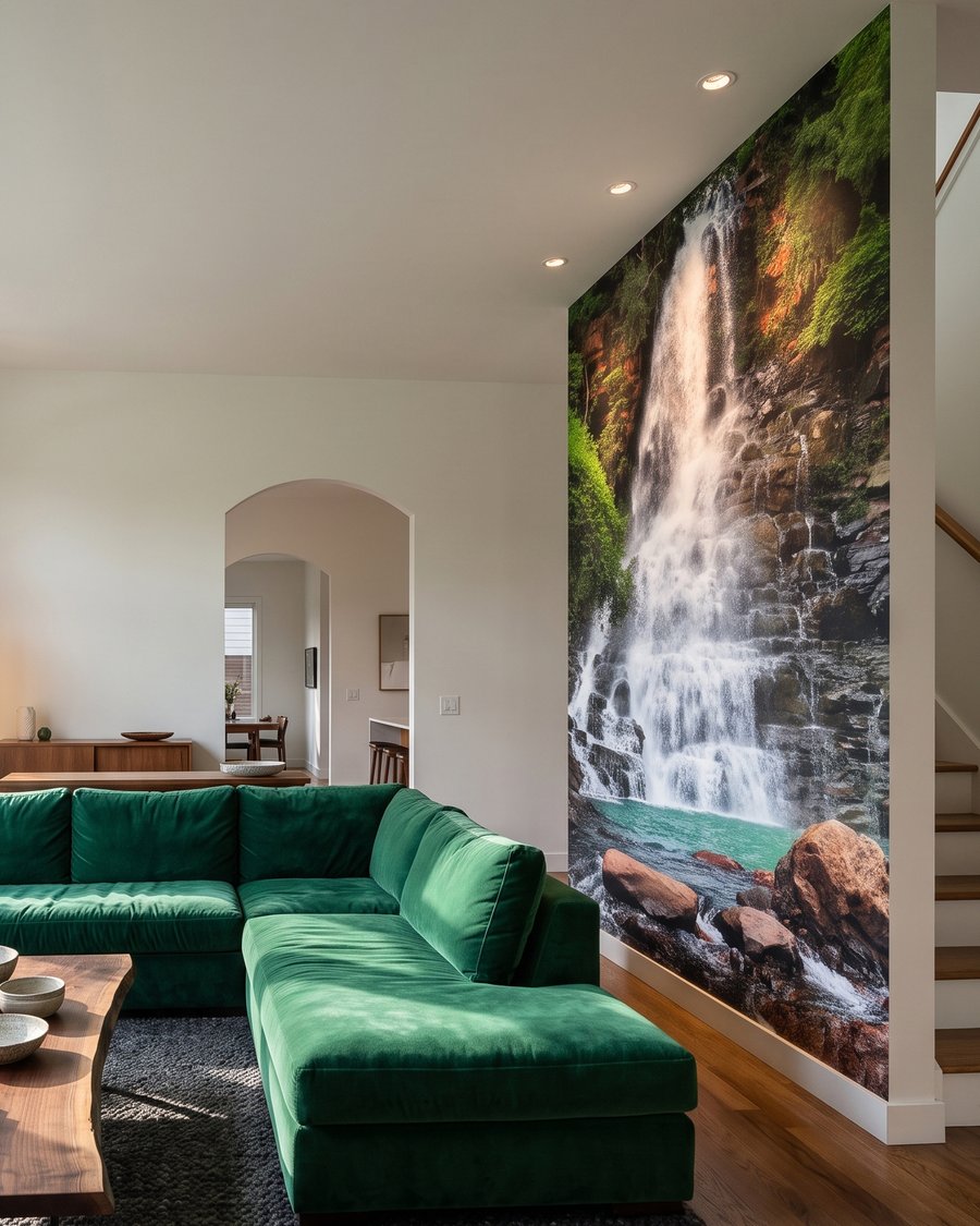 Waterval tussen donkere rotsen — interieur 2
