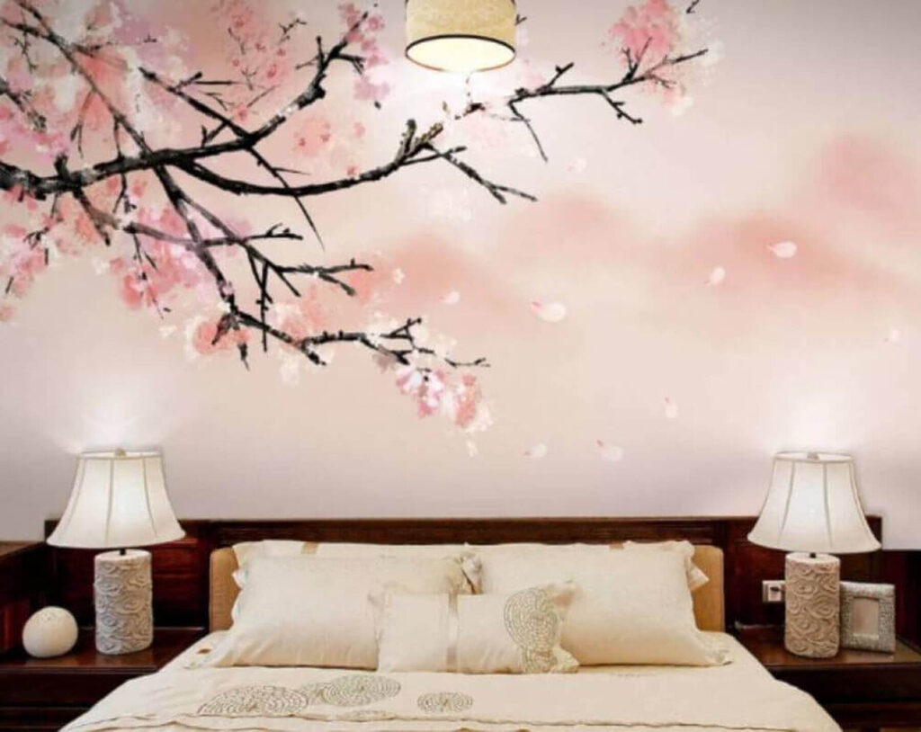 Roze bloesem boven stilte — interieur 2