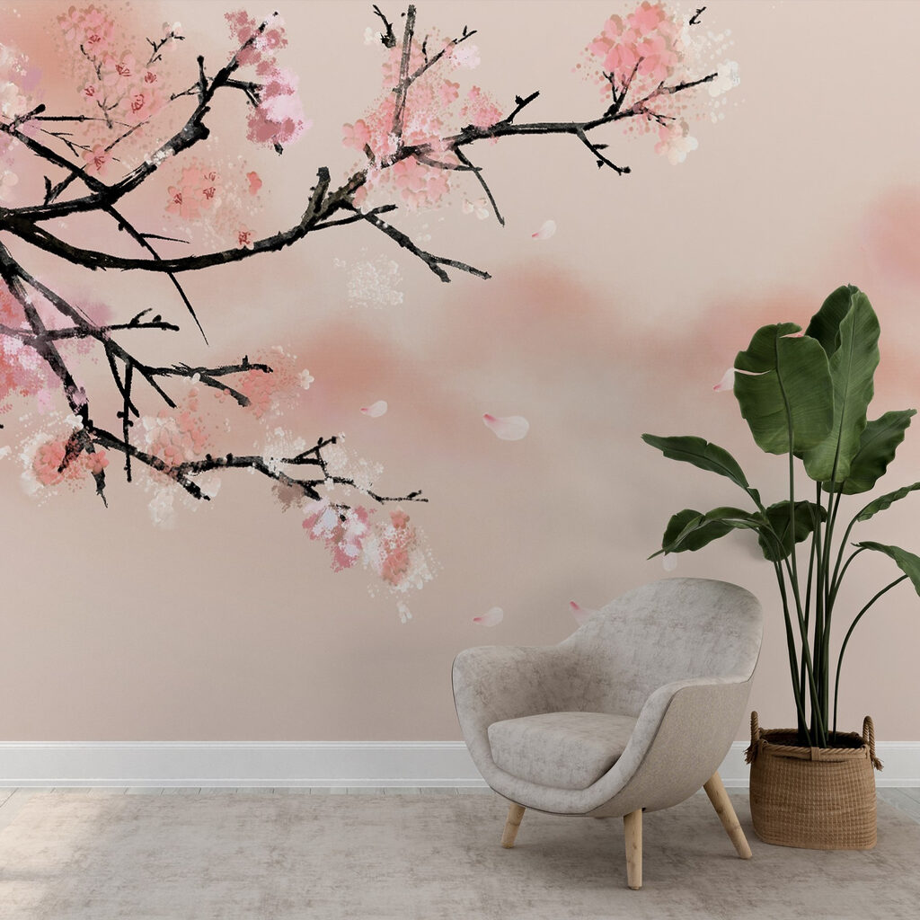 Roze bloesem boven stilte — interieur 3
