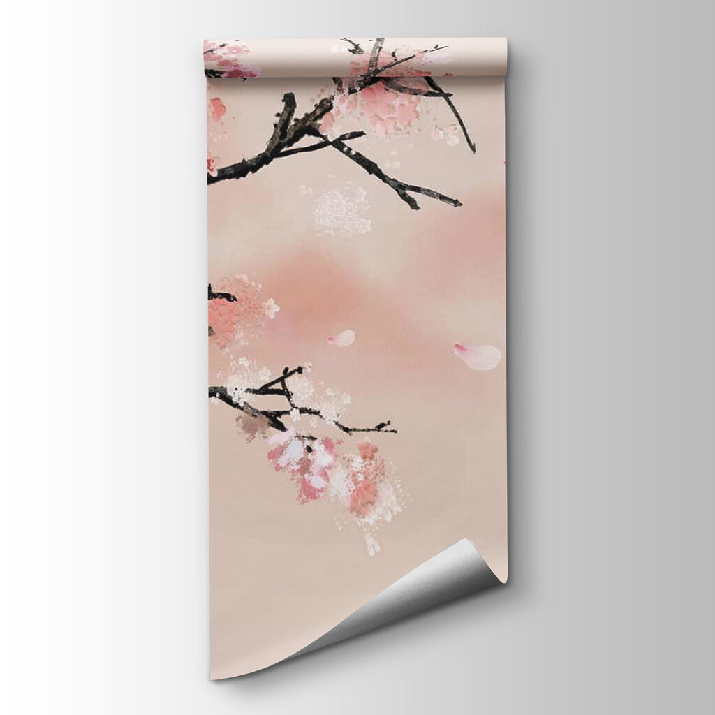 Roze bloesem boven stilte — productweergave