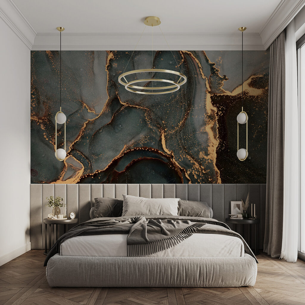 Goudkleurige breuken door grijs — interieur 3