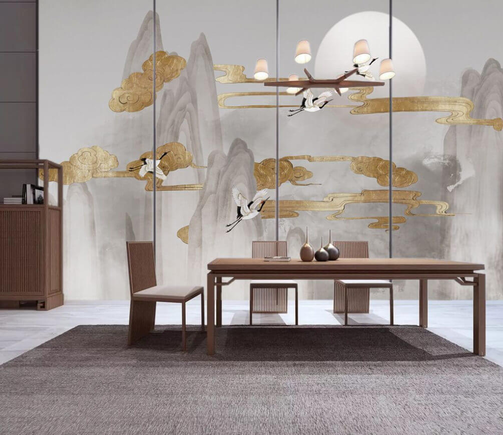 Kraanvogels tussen gouden wolkbanen — interieur 1
