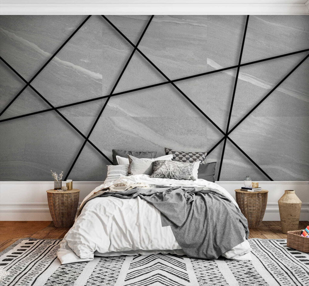 Zwarte lijnen kruisen grijs — interieur 2