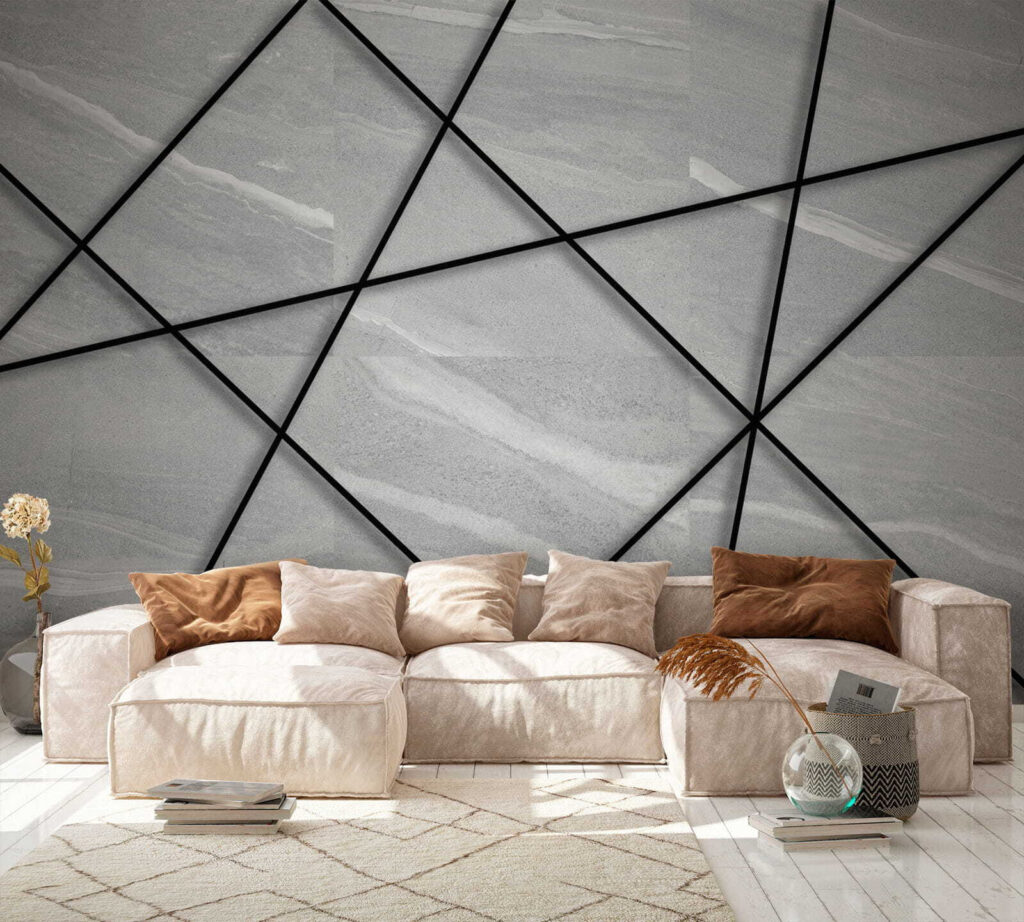 Zwarte lijnen kruisen grijs — interieur 4