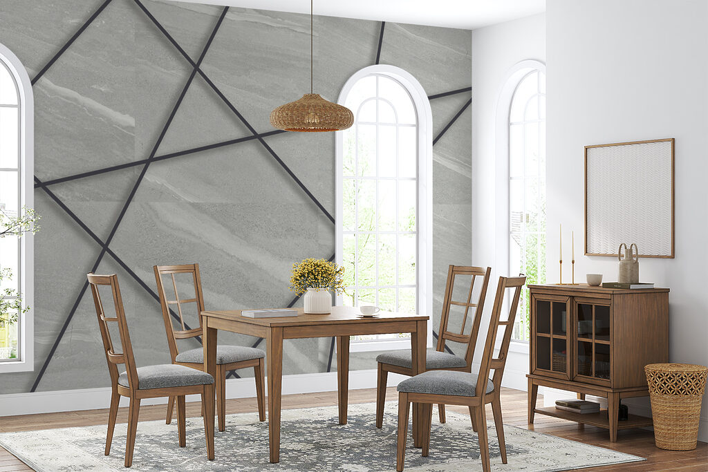 Zwarte lijnen kruisen grijs — interieur 11