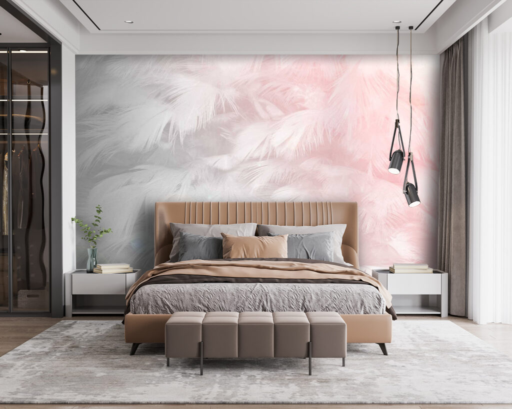 Delicate veren in zachte pasteltinten in een interieur