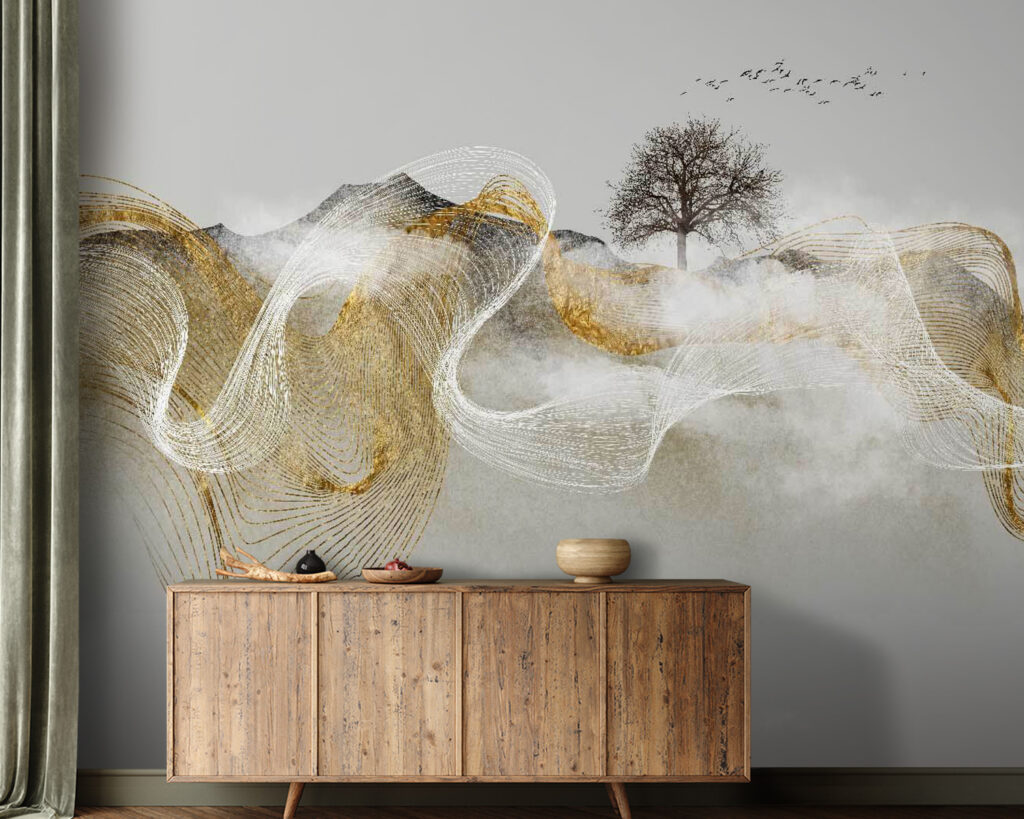 Boom tussen transparante lijnlinten — interieur 3