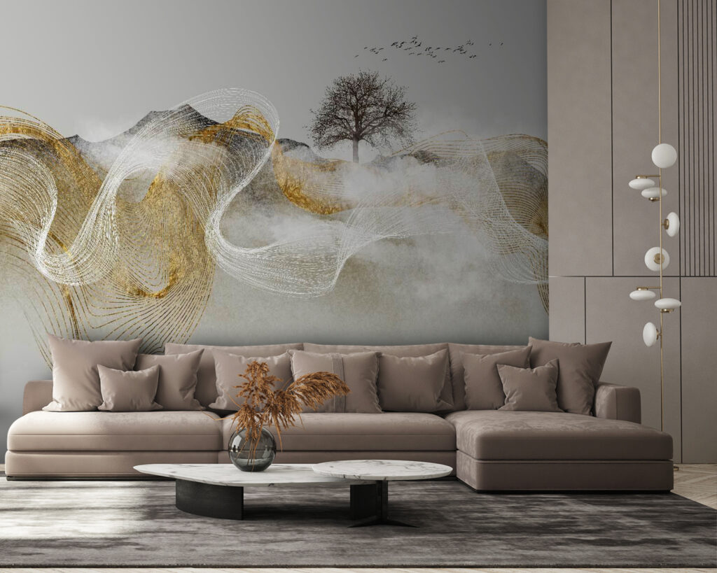 Boom tussen transparante lijnlinten — interieur 5