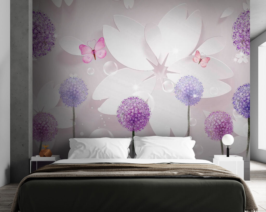 Bolvormige bloemen tussen vlinders — interieur 2