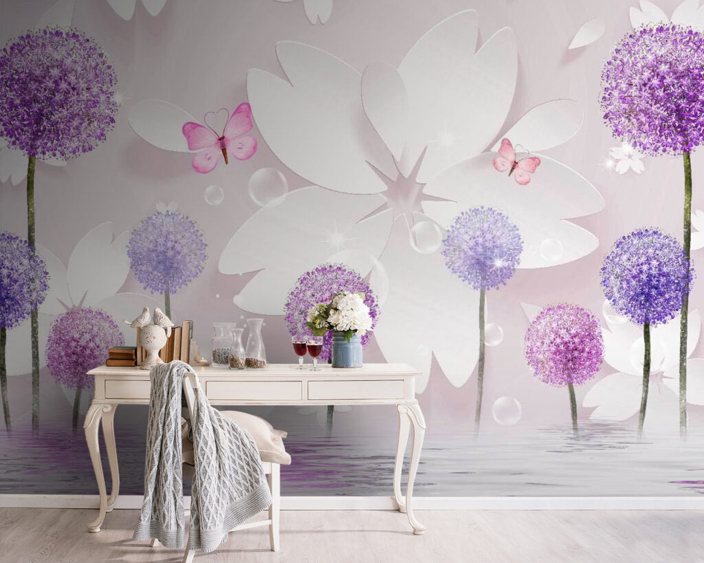 Bolvormige bloemen tussen vlinders — interieur 4