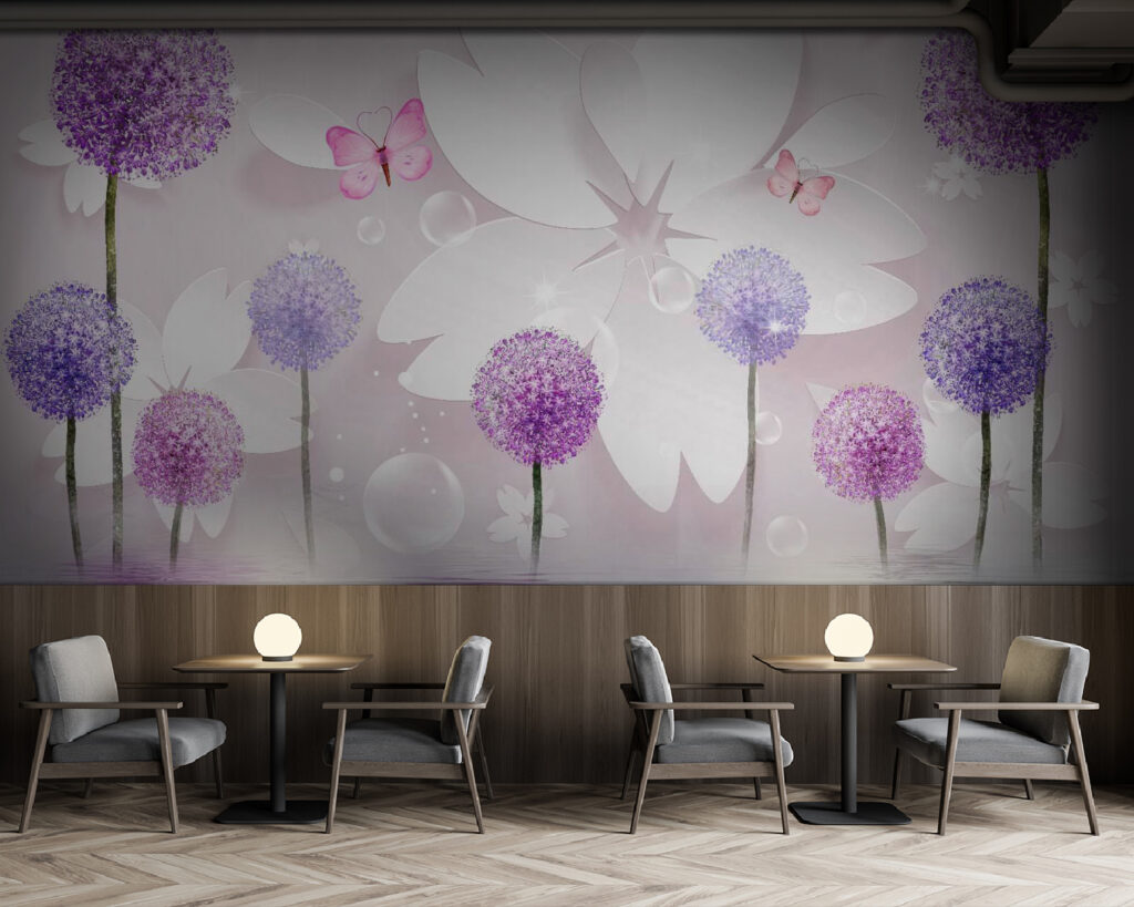 Bolvormige bloemen tussen vlinders — interieur 5