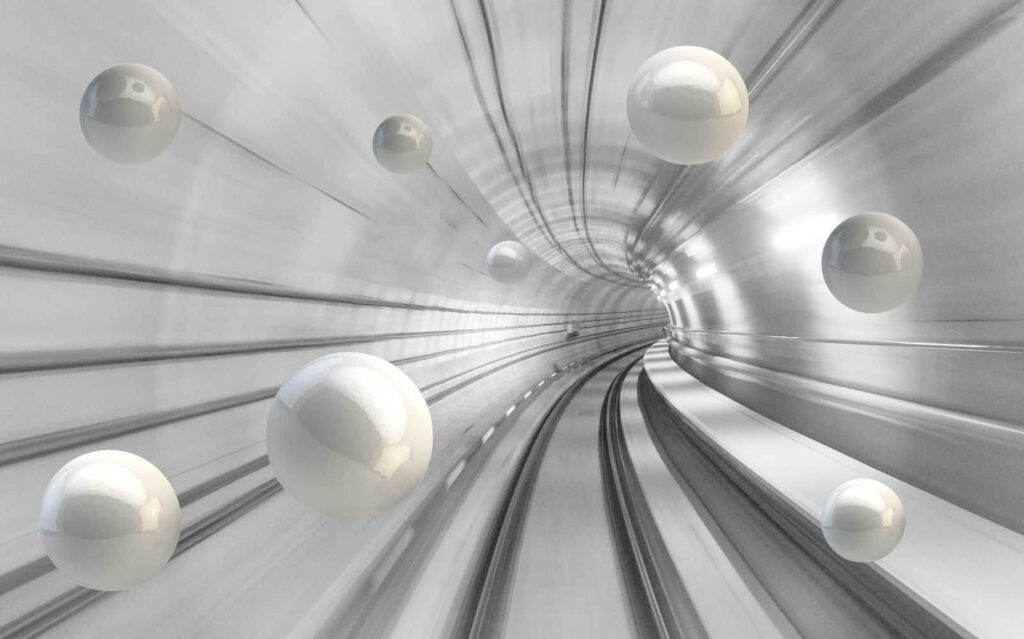 Bollen langs een lichttunnel — volledig ontwerp