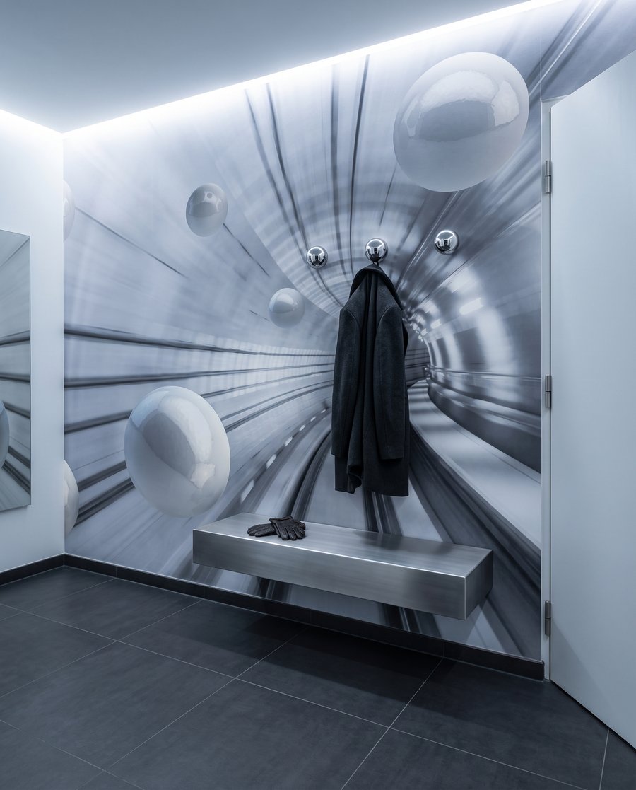 Bollen langs een lichttunnel — interieur 3