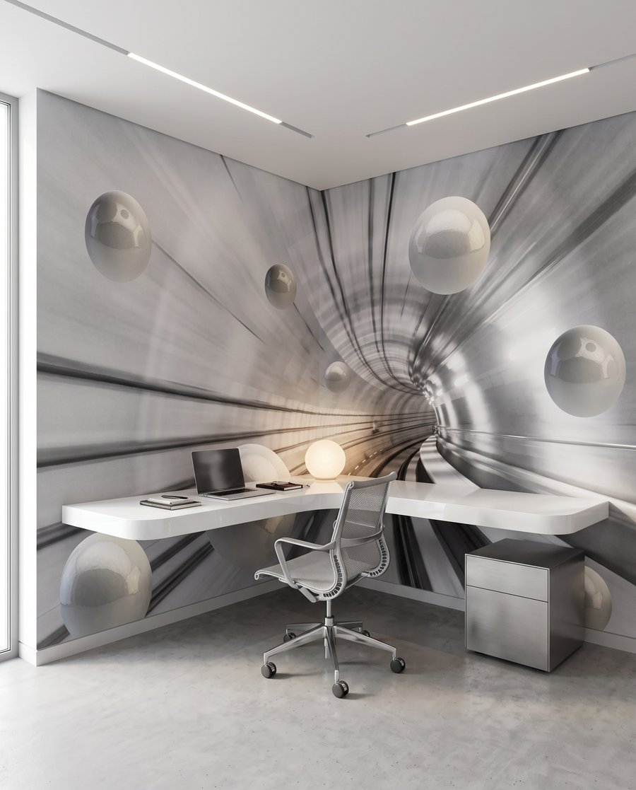 Bollen langs een lichttunnel — interieur 4