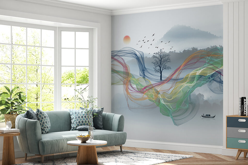Kleurrijke linten door bergnevel — interieur 3