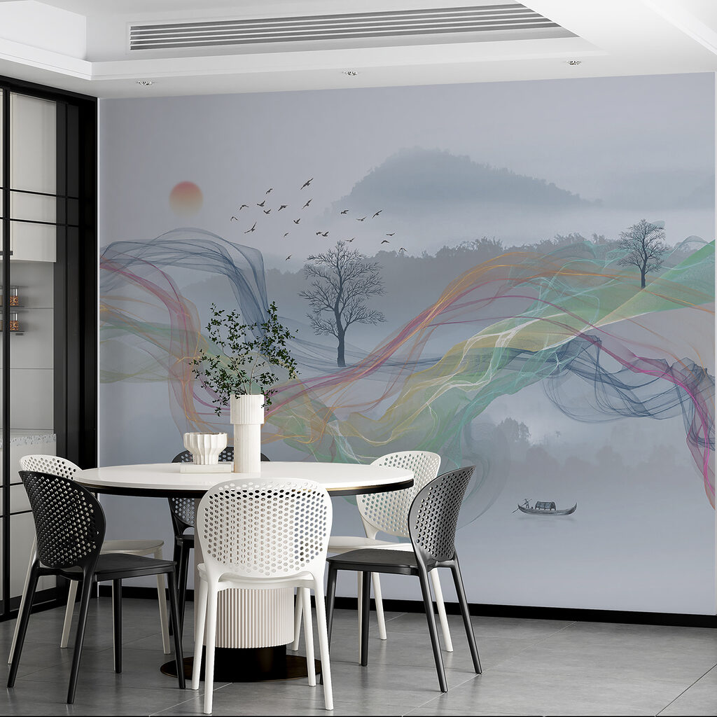 Kleurrijke linten door bergnevel — interieur 2