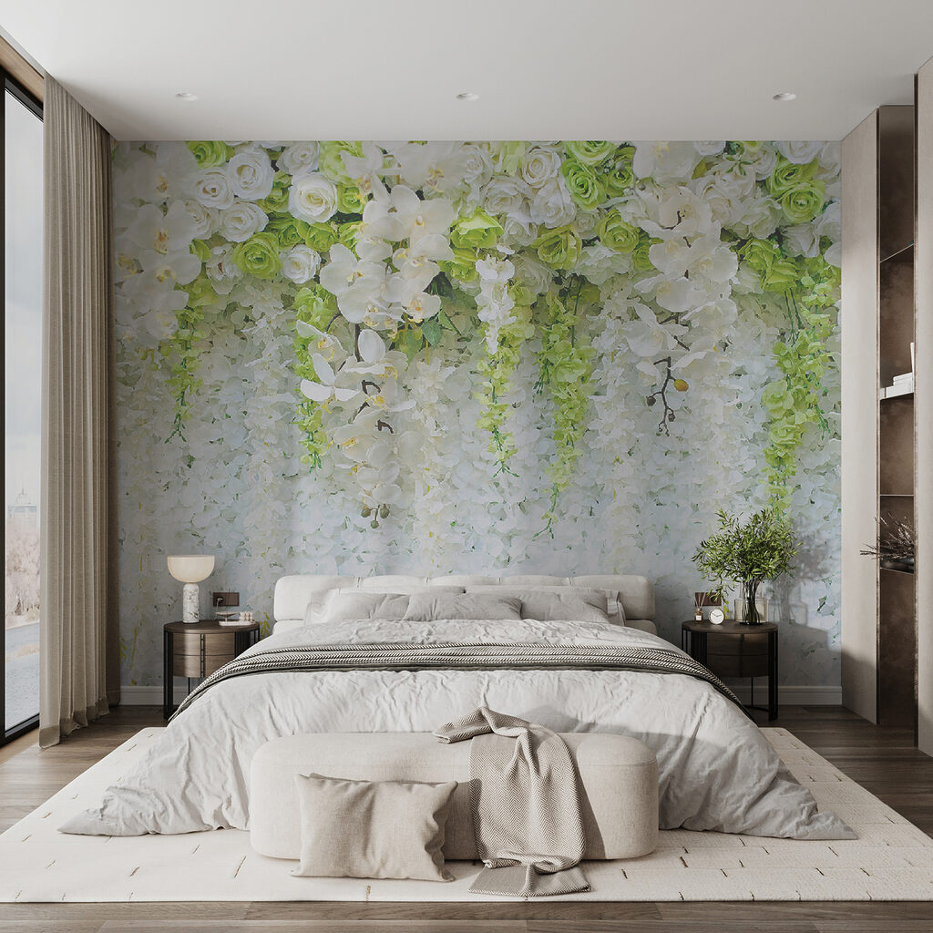 Witte bloemtrossen hangen omlaag — interieur 4