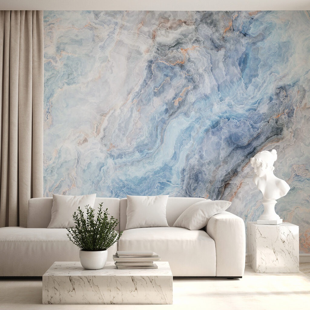 Vloeiende blauwtinten en zachte, wervelende texturen — interieur 4