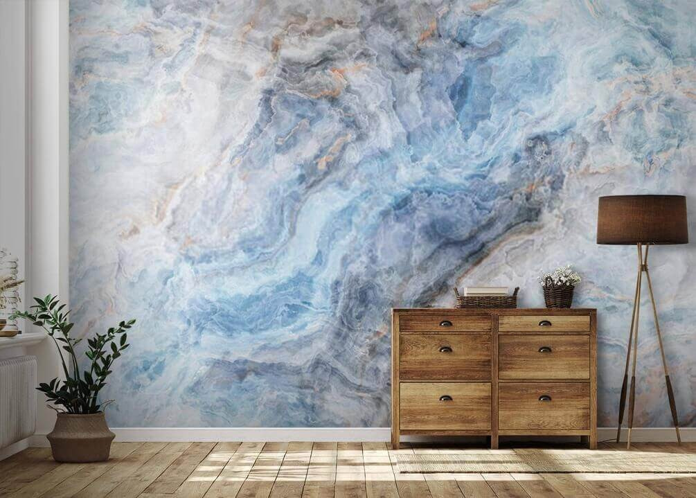Vloeiende blauwtinten en zachte, wervelende texturen — interieur 2