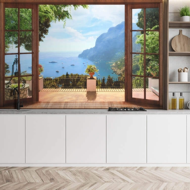 Balkon achter houten deuren — interieur 1