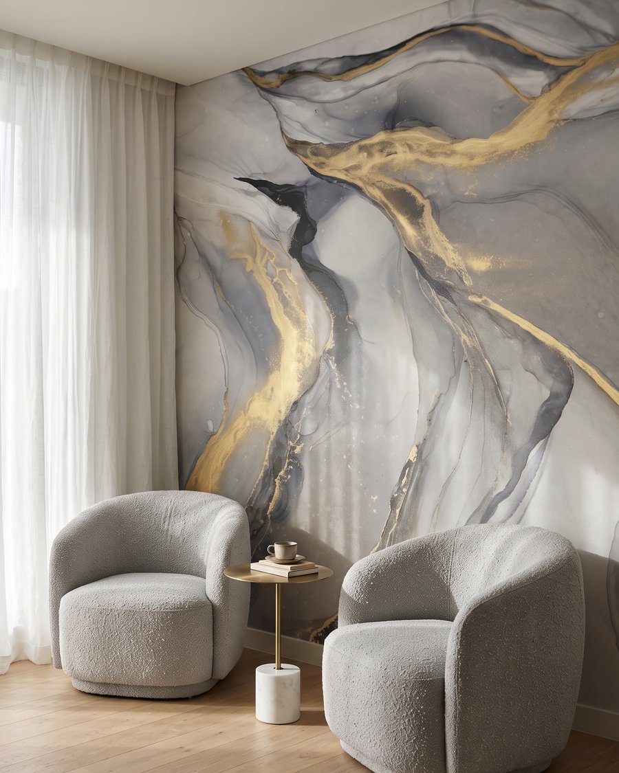 Grijze stromen met goudranden — interieur 3