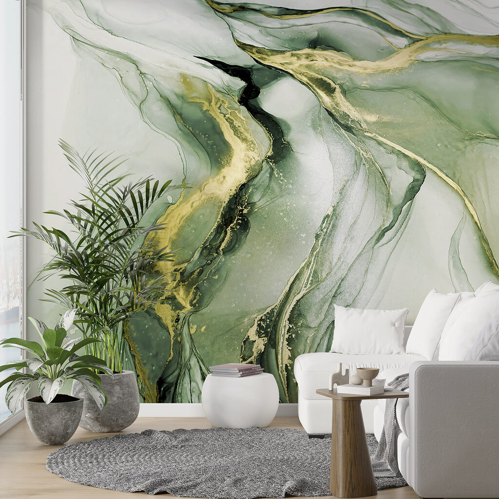 Vloeiende lagen in aardetinten in een interieur