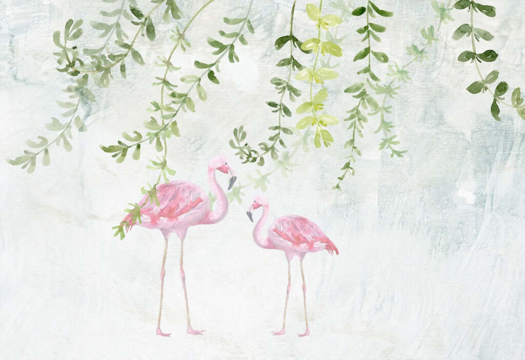 Flamingo's onder hangende ranken — volledig ontwerp