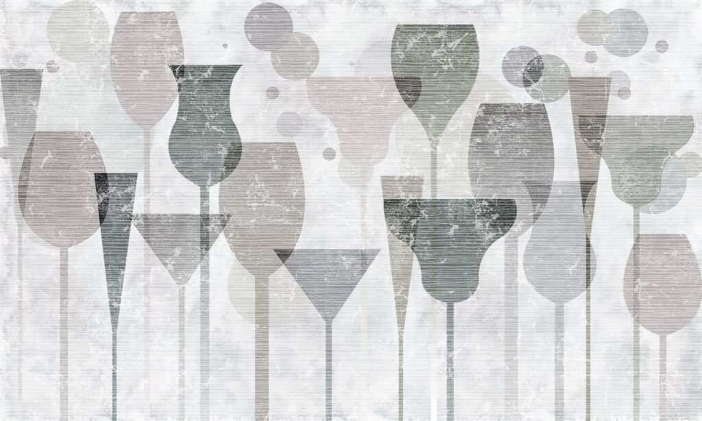 Glazen als zachte silhouetten — volledig ontwerp
