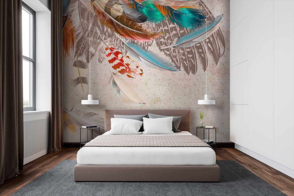 Gekleurde veren hangen omlaag — interieur 3