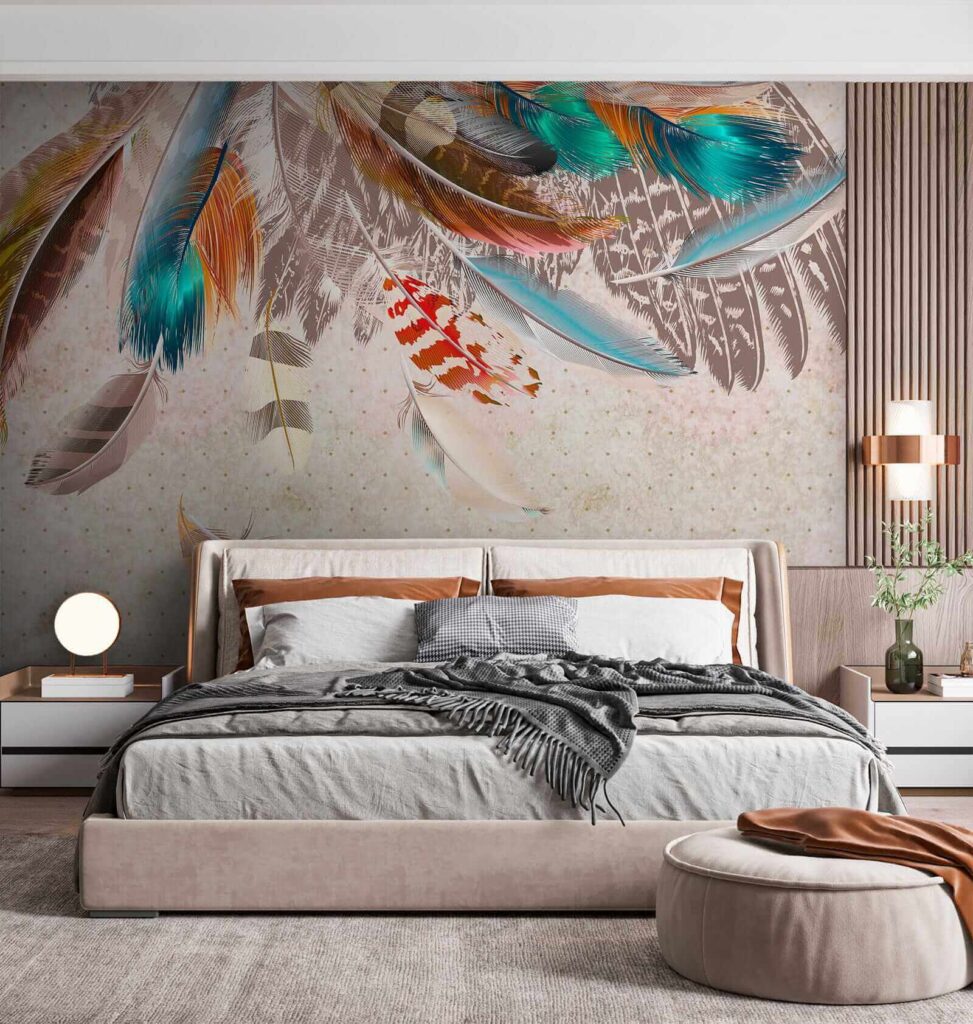 Gekleurde veren hangen omlaag — interieur 4