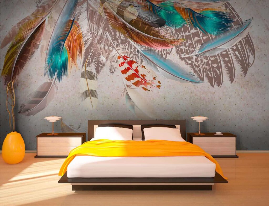 Gekleurde veren hangen omlaag — interieur 5
