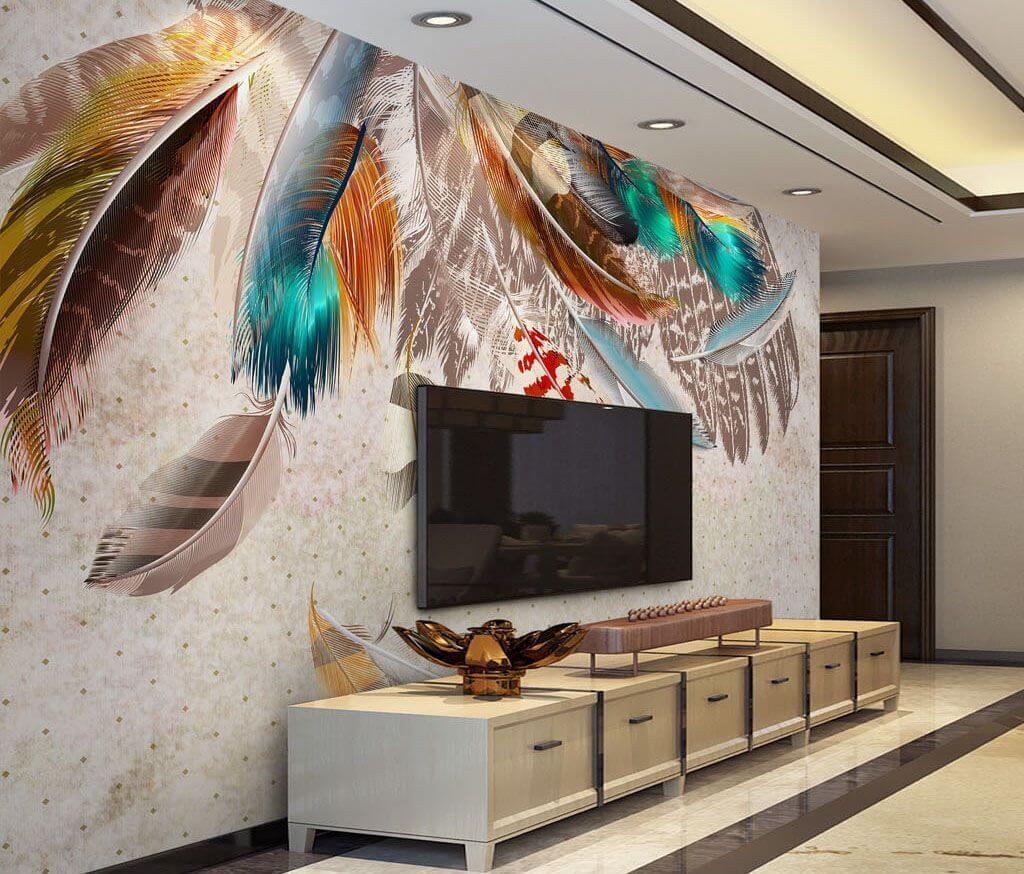 Gekleurde veren hangen omlaag — interieur 1