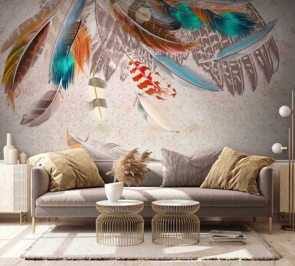 Gekleurde veren hangen omlaag — interieur 7