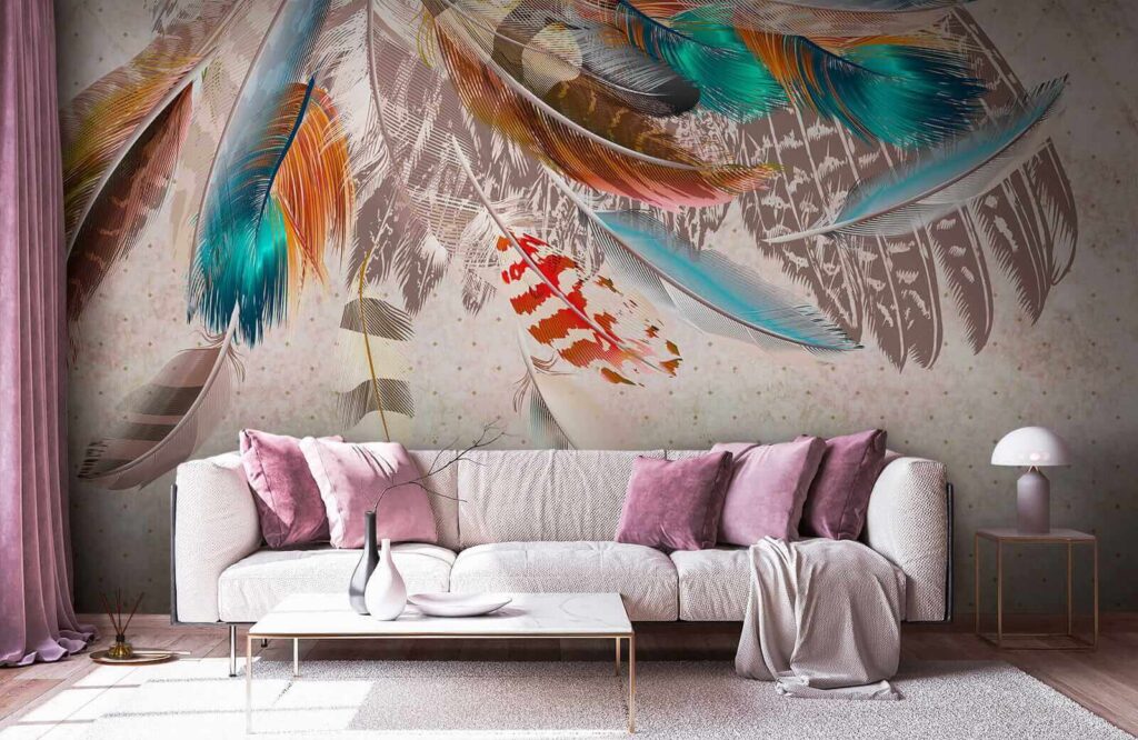 Gekleurde veren hangen omlaag — interieur 8