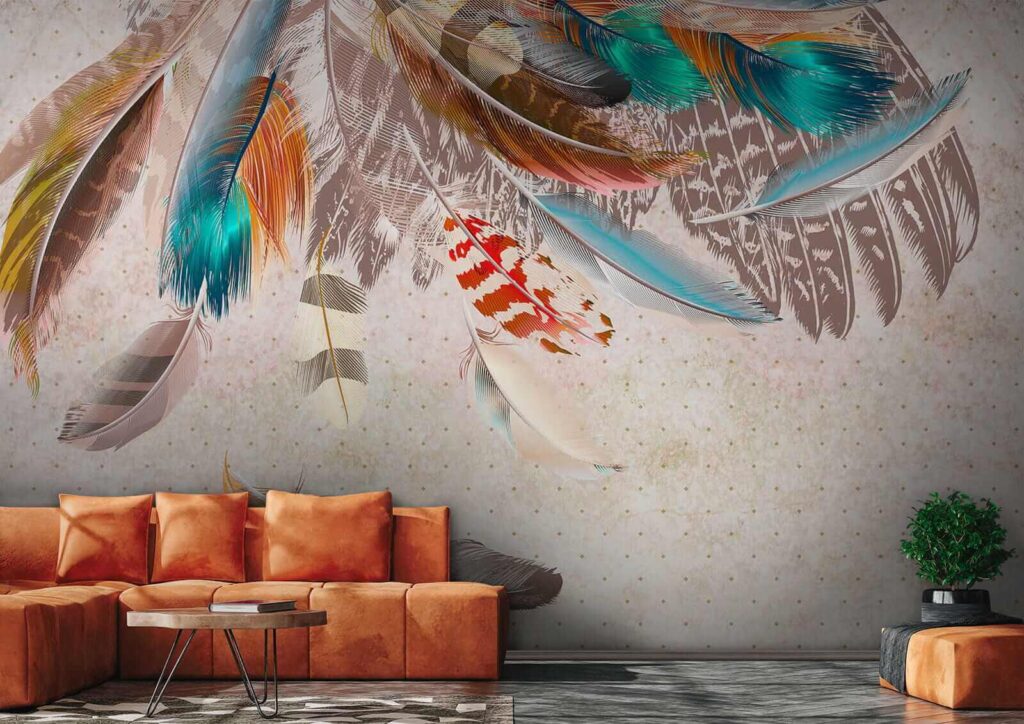 Gekleurde veren hangen omlaag — interieur 9