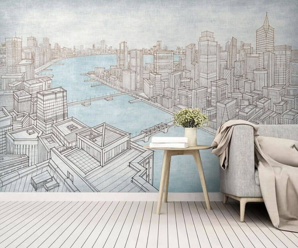 Tekening van een stad — interieur 1