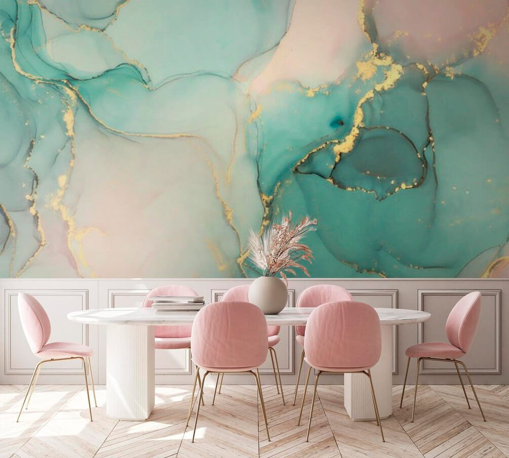 Abstracte vloeiende kunst in zachte kleuren — interieur 1