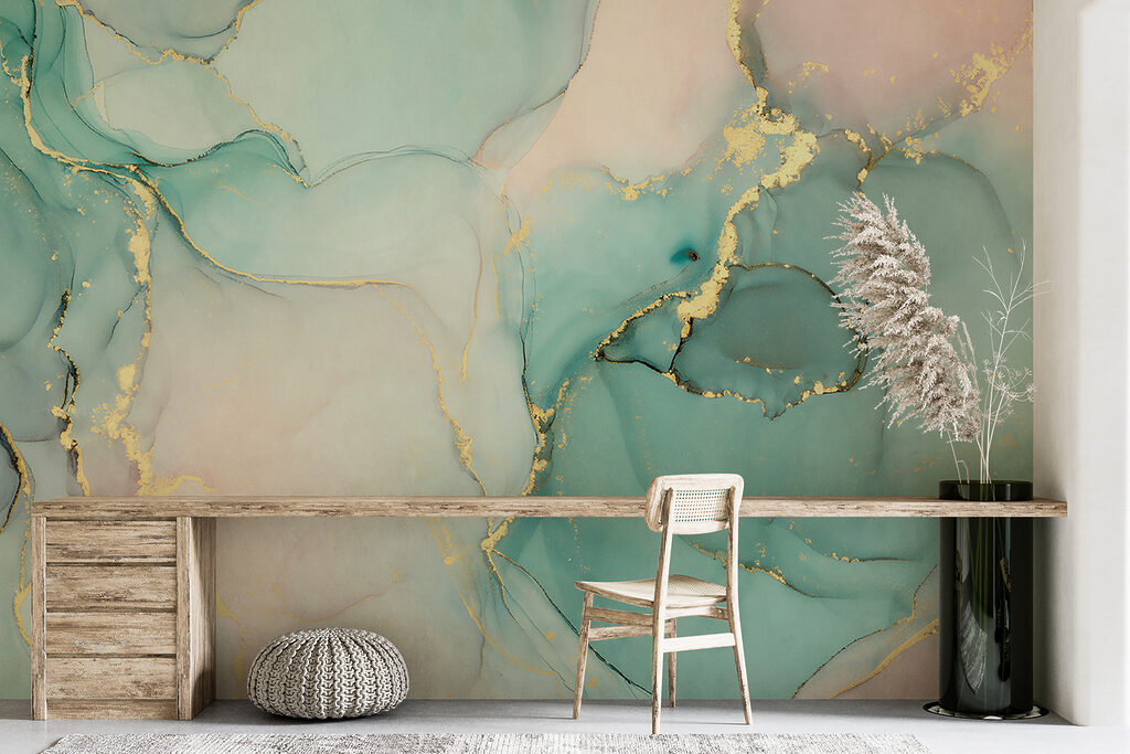 Abstracte vloeiende kunst in zachte kleuren — interieur 3