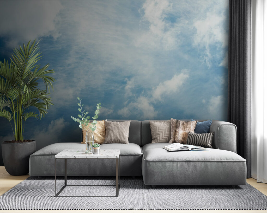 Witte wolksporen in luchtblauw — interieur 4