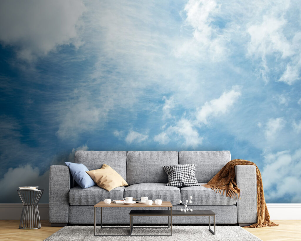Witte wolksporen in luchtblauw — interieur 1