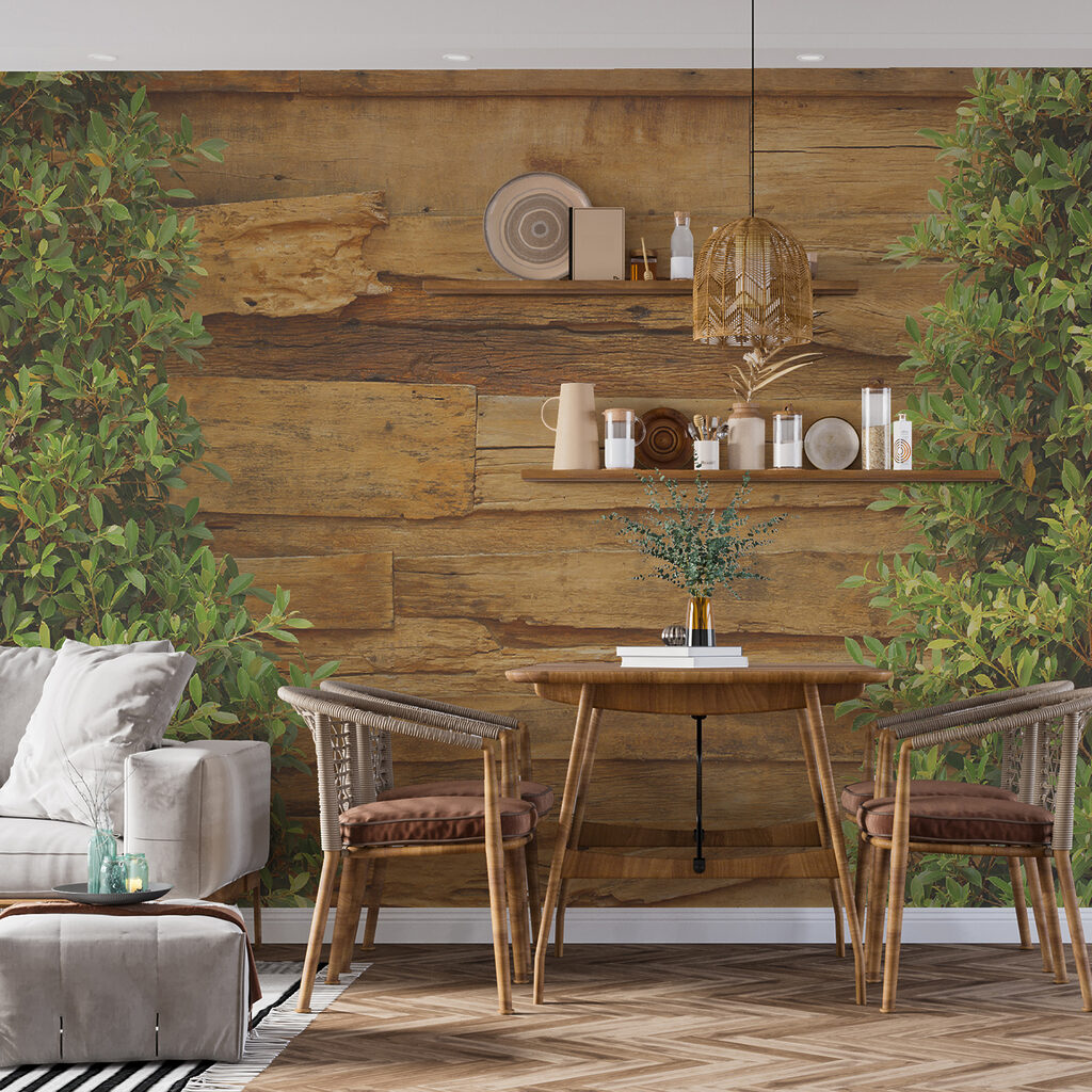 Klimop omlijst oude planken — interieur 6