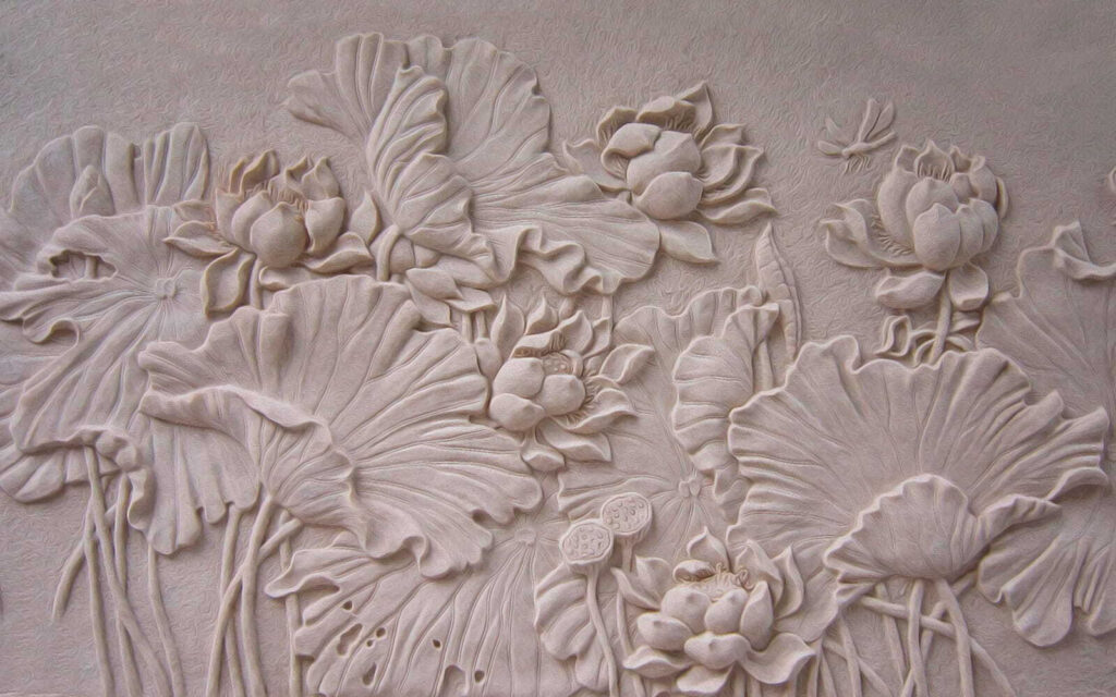 Bloemen in bleke reliëflijnen — volledig ontwerp