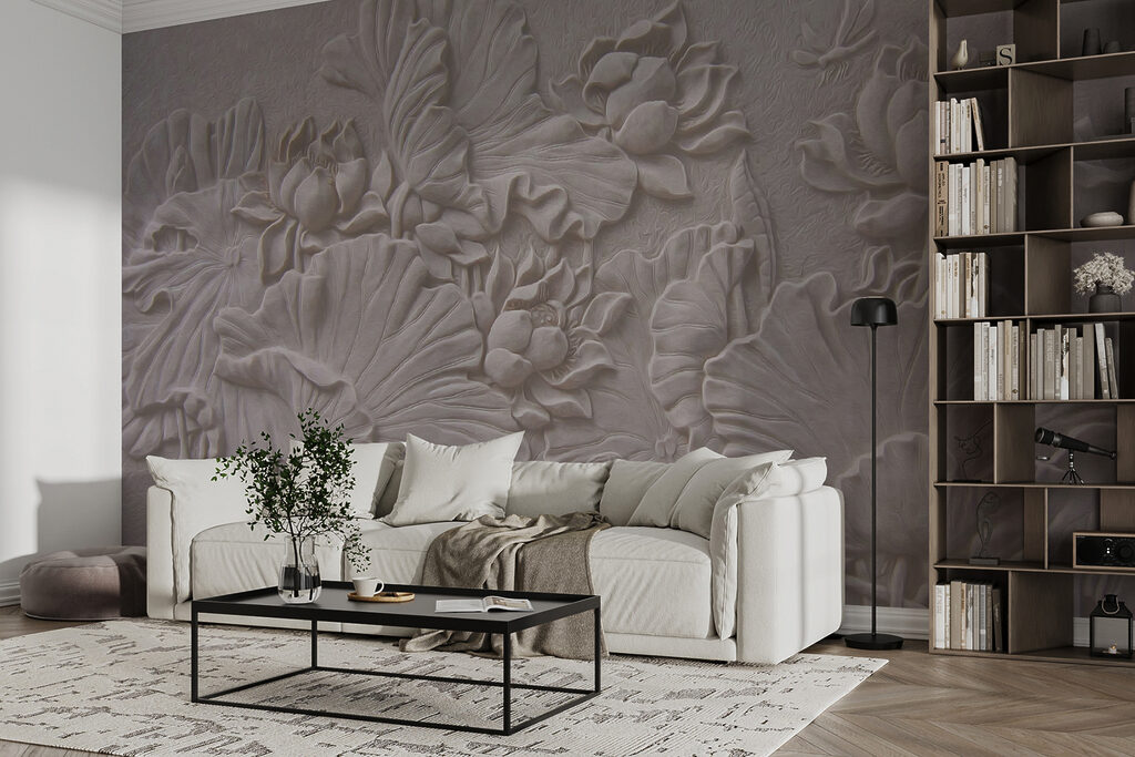 Bloemen in bleke reliëflijnen — interieur 2