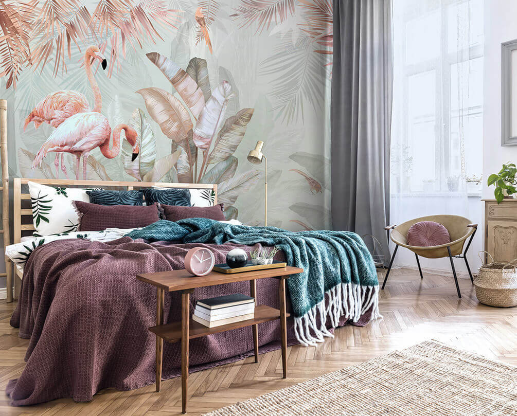 Flamingo's in rijke bladlagen — interieur 1