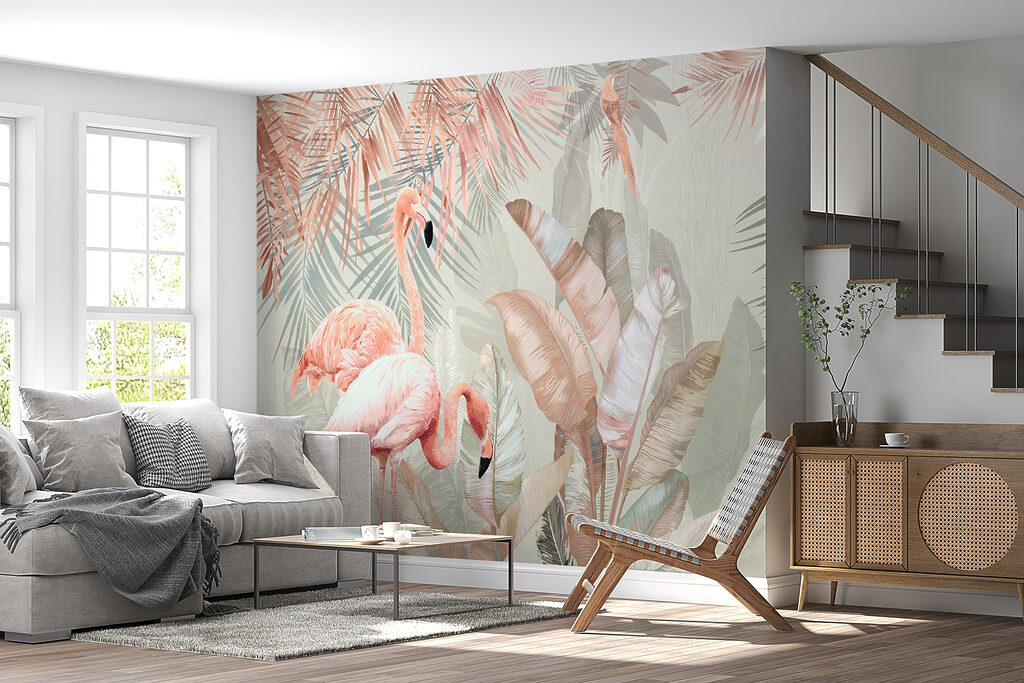 Flamingo's in rijke bladlagen — interieur 3