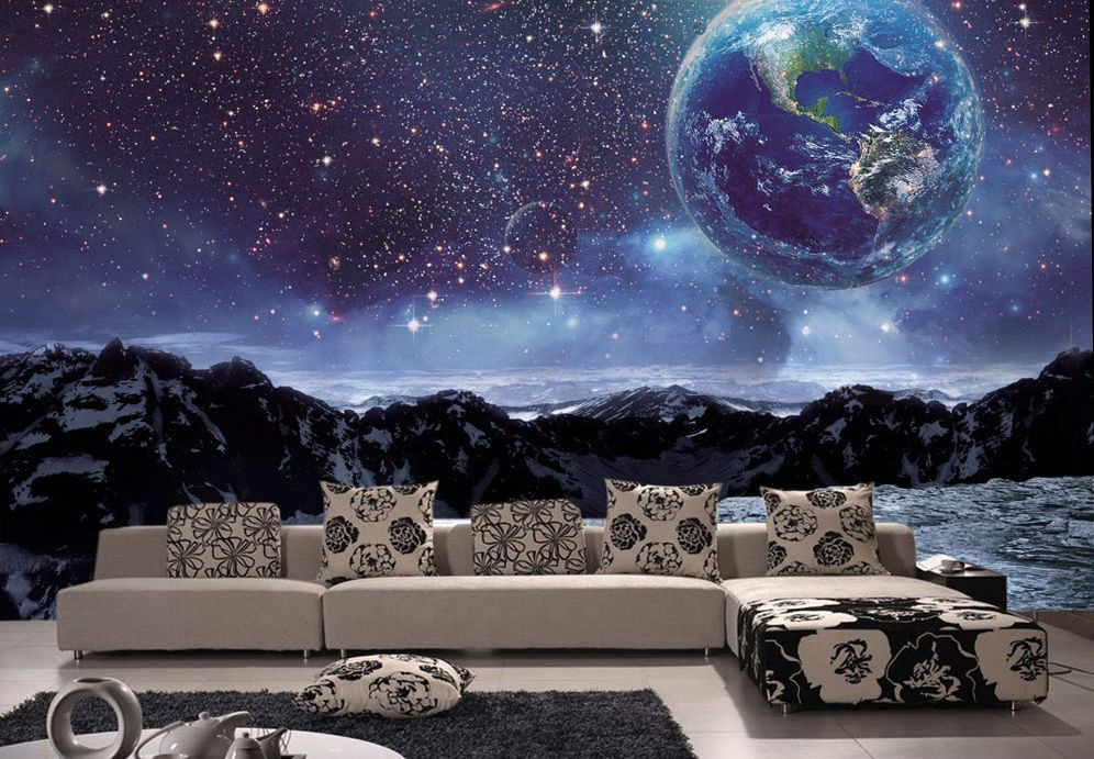 Planeet in de lucht in een interieur