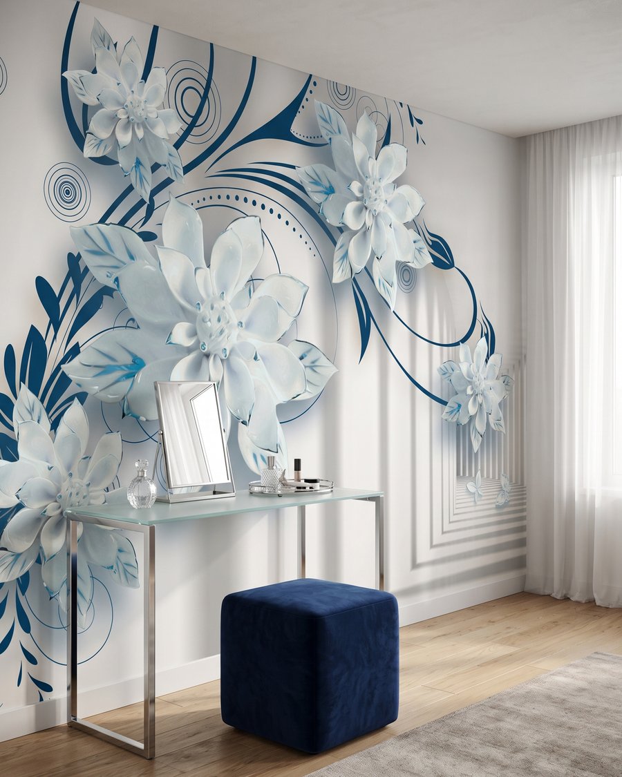 Bloemen langs diepe gangen in een interieur