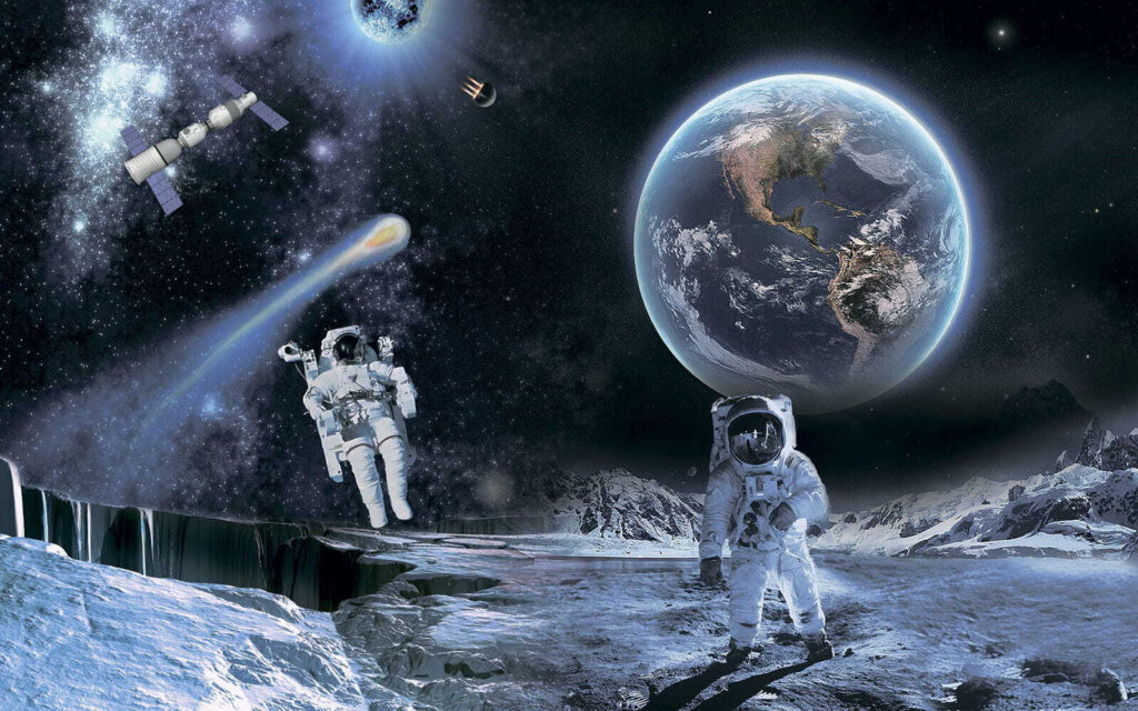 Astronauten op een maan — volledig ontwerp